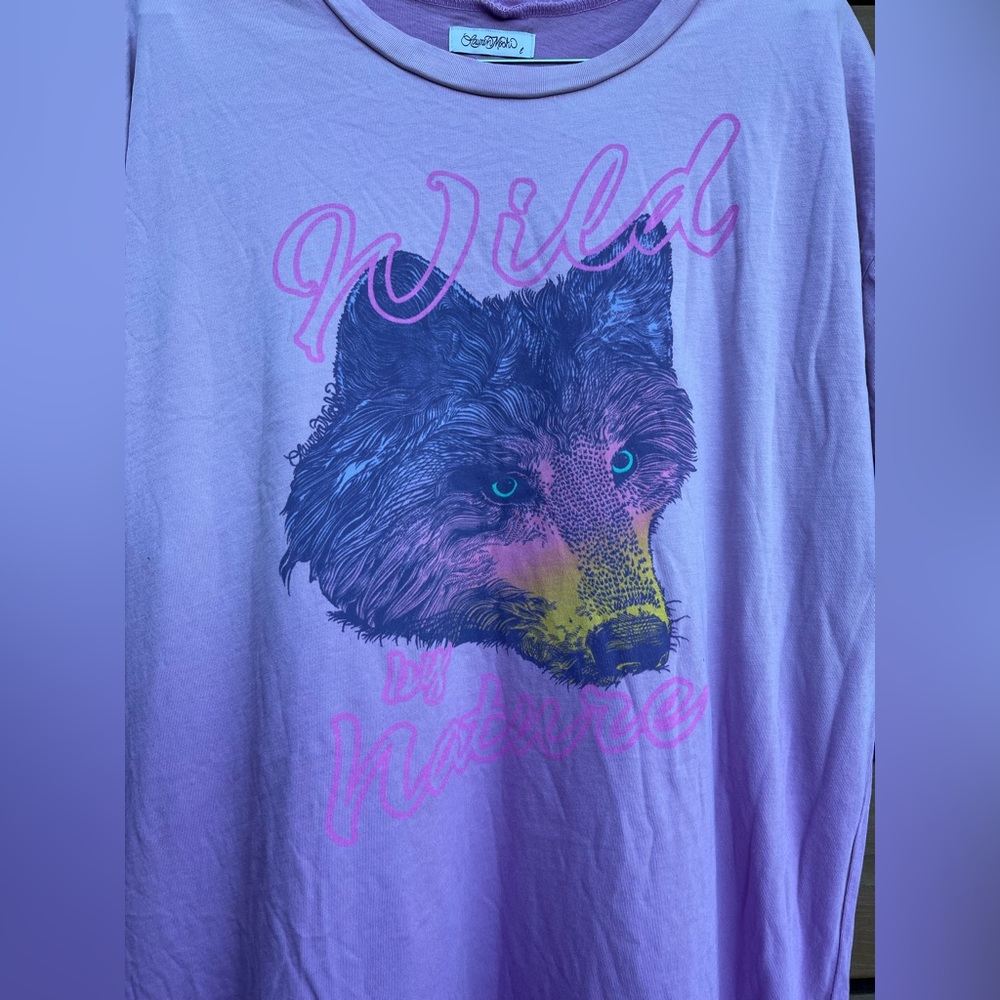 NWOT Lauren Moshi ‘Misty Wild Wolf’ T-shirt dress, Ombré pink, size Large - Picture 5 of 13